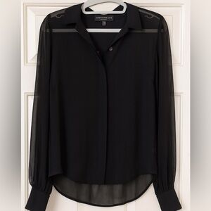 GENERATION LOVE Silk Black Sheer Women's Blouse